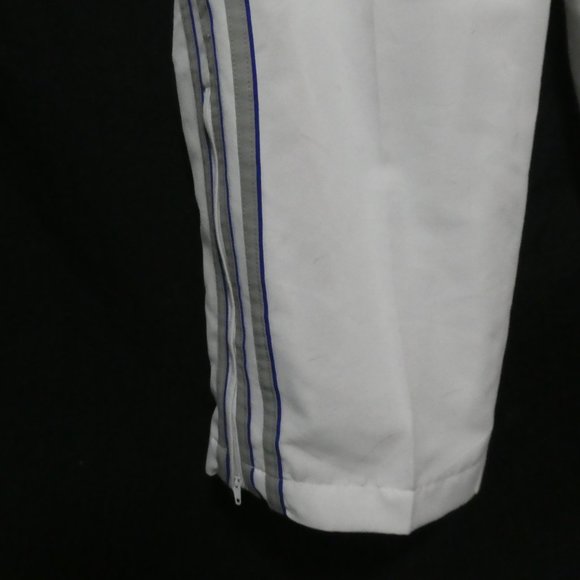ADIDAS | 2XL | White Exercise Pants With Pockets and Grey and Blue Stripes | GUC - Picture 5 of 15